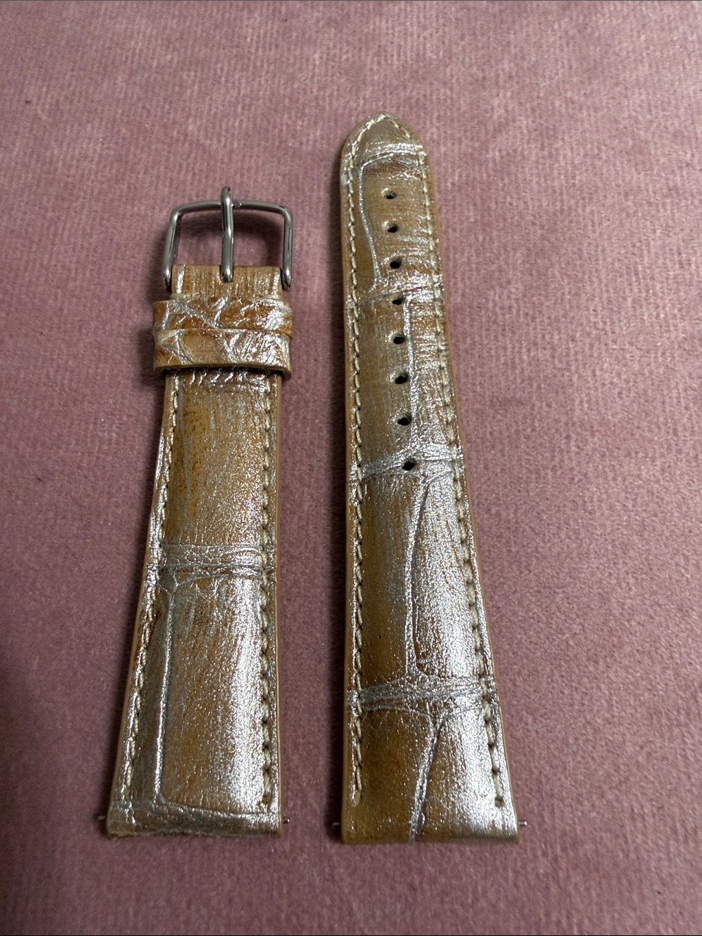 20mm Michele Brown Leather Alligator Watch Strap